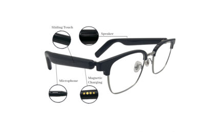 GOOGLES GURU SMART AUDIO BLACK SILVER ACETATE SQUARE EYEGLASSES 1