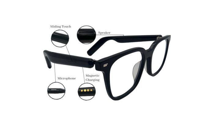 GOOGLES GURU SMART AUDIO BLACK ACETATE SQUARE EYEGLASSES 1