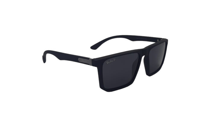 RAYBAN MATTE BLACK ACETATE RECTANGLE MEN SUNGLASSES 3